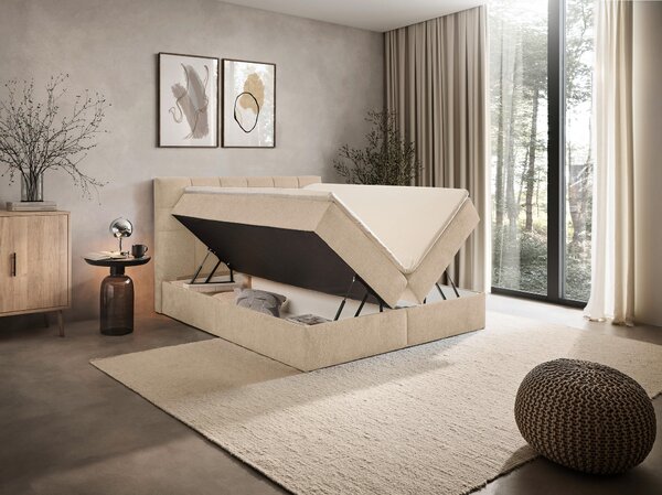 AMERICKÁ POSTEL, 140/200 cm, krémová Boxxx - Postele s úložným prostorem, Online Only