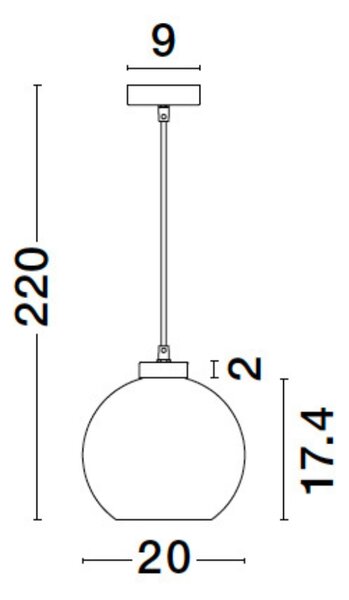 Kouřově šedé skleněné závěsné světlo Nova Luce Palmer 20 cm