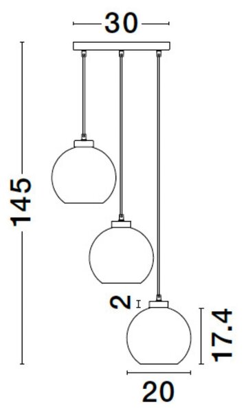 Kouřově šedé skleněné závěsné světlo Nova Luce Palmer 30 cm