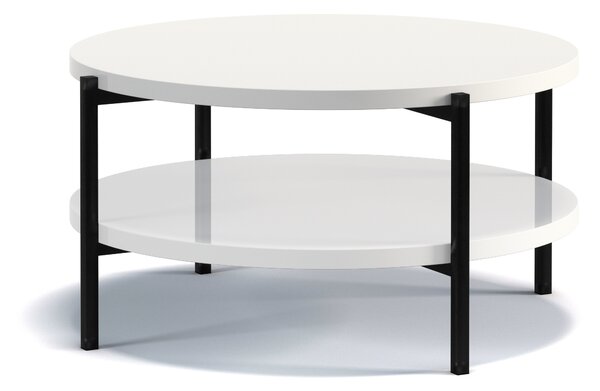 Konferenční stolek Kortala Kulatý 84 cm Bílý Lesk
