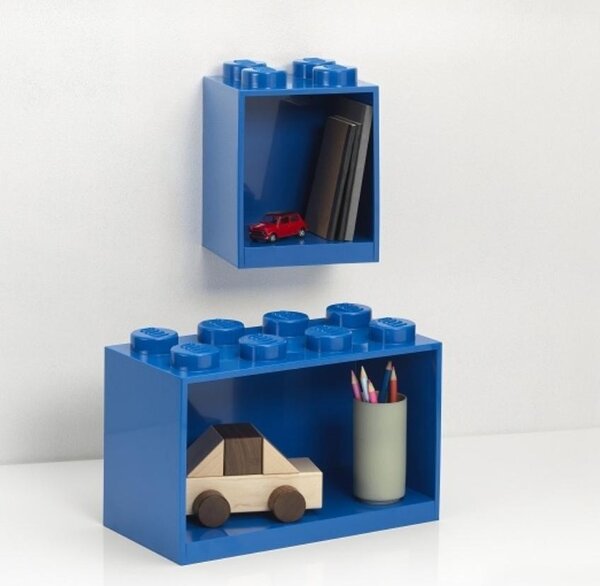 Set dvou modrých nástěnných polic LEGO® Brick