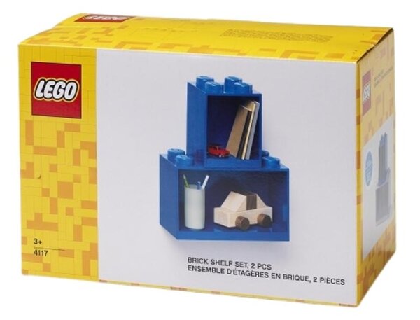 Set dvou černých nástěnných polic LEGO® Brick