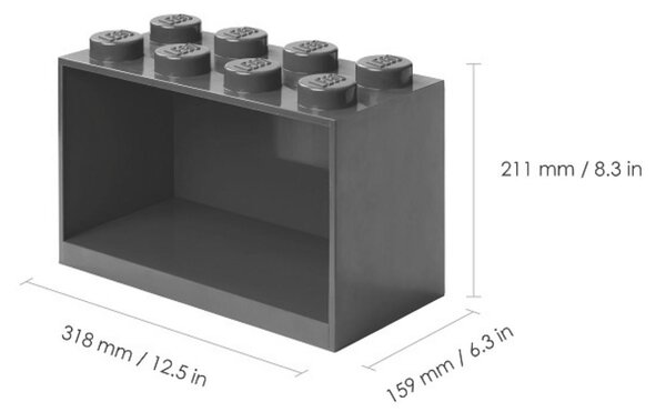 Černá nástěnná police LEGO® Storage 21 x 32 cm
