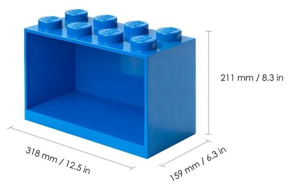 Modrá nástěnná police LEGO® Storage 21 x 32 cm