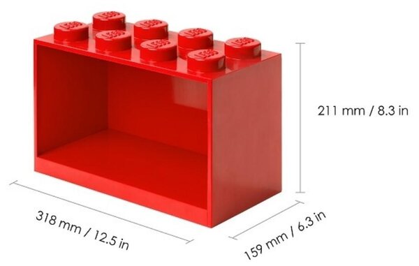 Set dvou červených nástěnných polic LEGO® Brick