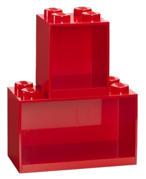 Set dvou červených nástěnných polic LEGO® Brick