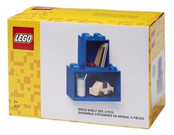 Set dvou modrých nástěnných polic LEGO® Brick