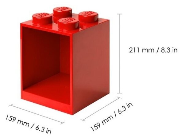 Set dvou červených nástěnných polic LEGO® Brick