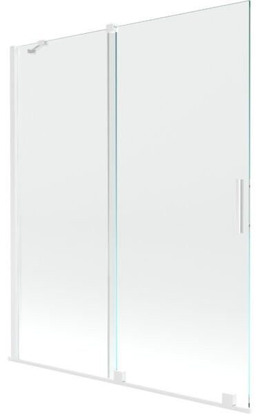 Mexen Velar, 2-křídlová posuvná vanová zástěna 140 x 150 cm, 8mm čiré sklo, bílý profil, 896-140-000-01-20