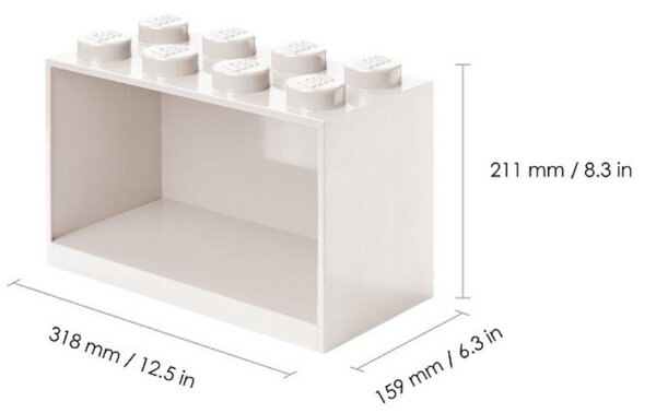 Set dvou bílých nástěnných polic LEGO® Brick