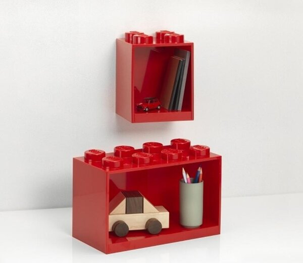 Set dvou červených nástěnných polic LEGO® Brick