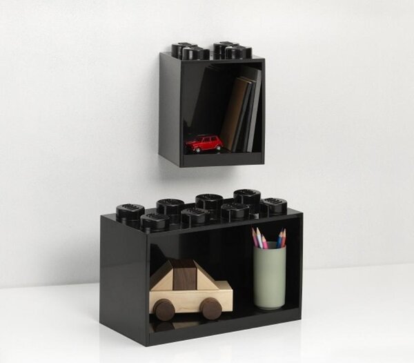 Set dvou černých nástěnných polic LEGO® Brick