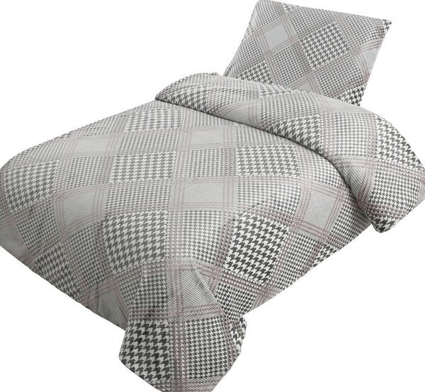 Povlečení CESARE šedá/bílá, 2 ks 70x90 a 200x220 cm