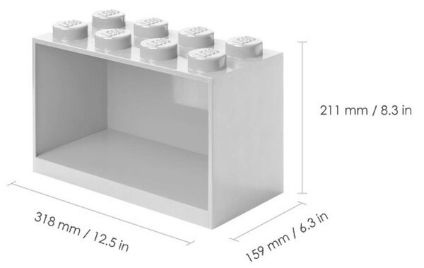 Set dvou šedých nástěnných polic LEGO® Brick