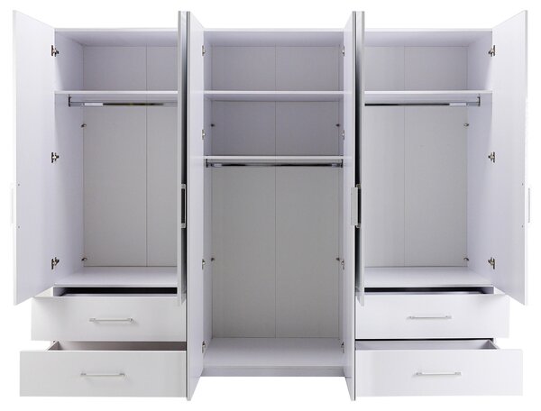 ŠATNÍ SKŘÍŇ, bílá, vysoce lesklá bílá, 269/211/55 cm Boxxx - Šatní skříně, Online Only