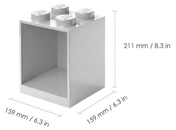Set dvou šedých nástěnných polic LEGO® Brick