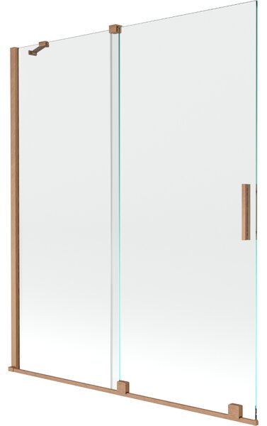 Mexen Velar, 2-křídlová posuvná vanová zástěna 140 x 150 cm, 8mm čiré sklo, měděná matná, 896-140-000-01-65