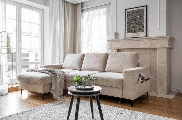 ROHOVÁ SEDAČKA, textil, béžová MID.YOU - Sedací soupravy, Online Only