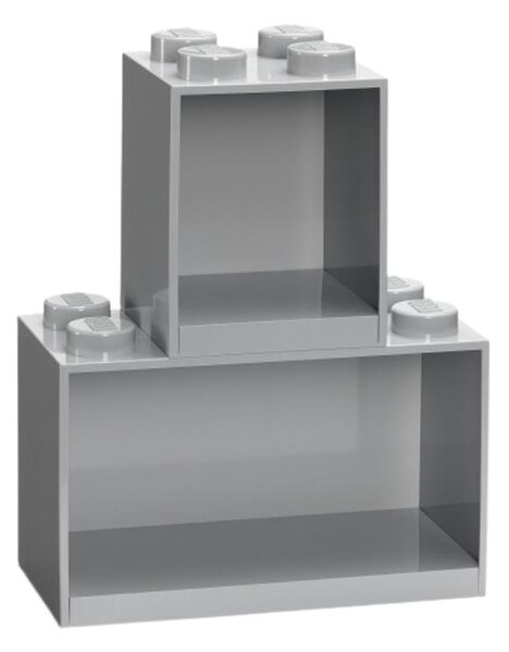 Set dvou šedých nástěnných polic LEGO® Brick