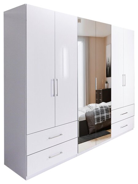 ŠATNÍ SKŘÍŇ, bílá, vysoce lesklá bílá, 269/211/55 cm Boxxx - Šatní skříně, Online Only