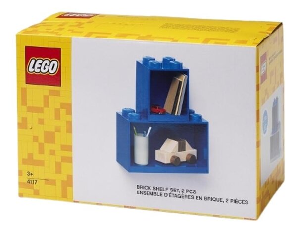 Set dvou šedých nástěnných polic LEGO® Brick