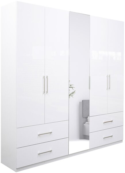 ŠATNÍ SKŘÍŇ, bílá, vysoce lesklá bílá, 224/211/55 cm P & B - Šatní skříně, Online Only