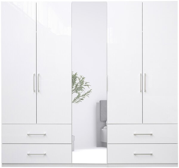 ŠATNÍ SKŘÍŇ, bílá, vysoce lesklá bílá, 224/211/55 cm Boxxx - Šatní skříně, Online Only