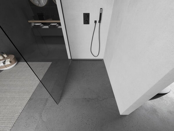 Mexen Kioto L, sprchová zástěna Walk-In 65 x 200 cm, 8mm čiré sklo, černý profil, 800-065-103-70-00