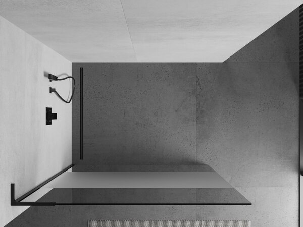 Mexen Kioto L, sprchová zástěna Walk-In 110 x 200 cm, 8mm čiré sklo-námraza, černý profil, 800-110-103-70-35
