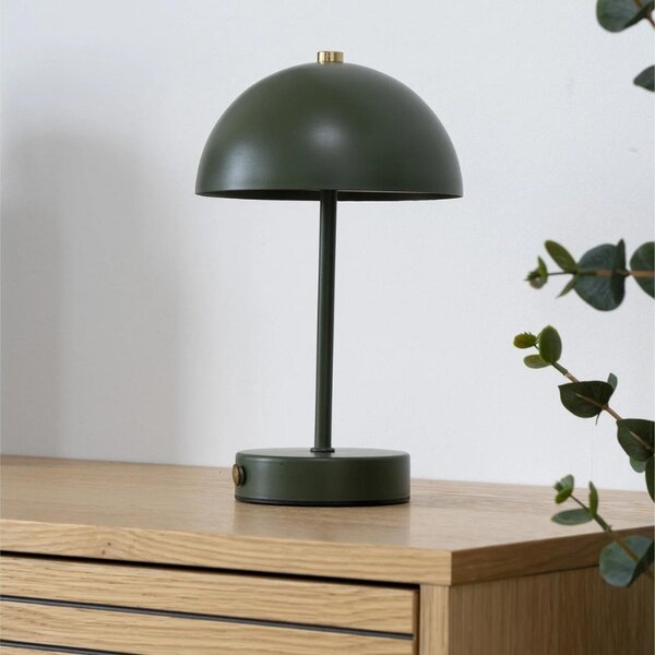 Nordic Living Tmavě zelená kovová stolní LED lampa Halle