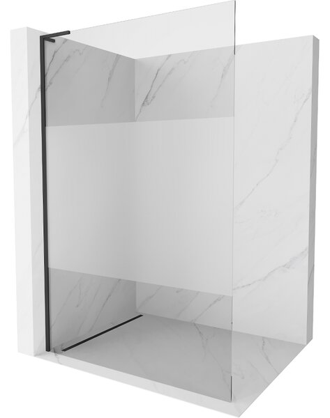 Mexen Kioto L, sprchová zástěna Walk-In 110 x 200 cm, 8mm čiré sklo-námraza, černý profil, 800-110-103-70-35