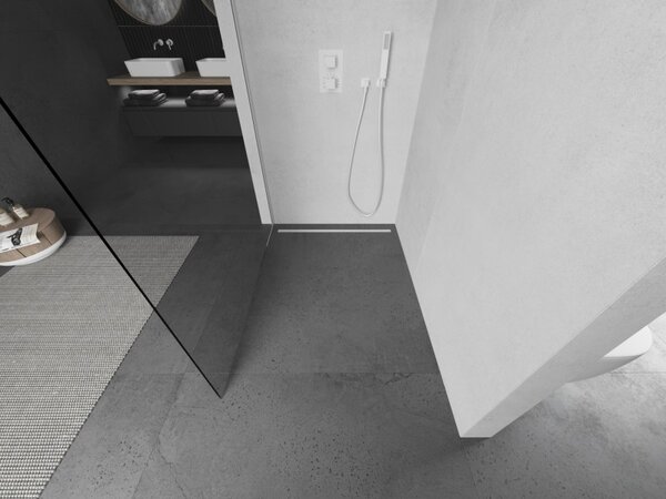 Mexen Kioto L, sprchová zástěna Walk-In 50 x 200 cm, 8mm čiré sklo, bílý profil, 800-050-103-20-00