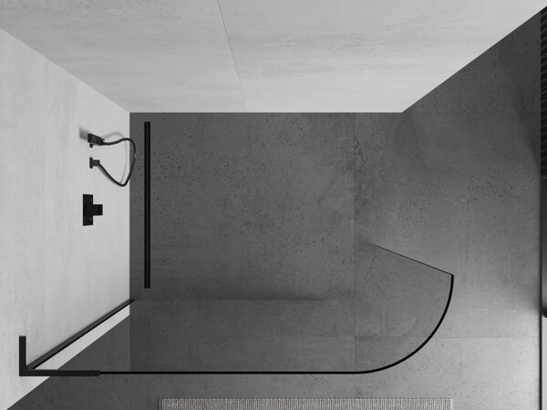 Mexen Kioto L, sprchová zástěna Walk-In 120 x 200 cm, 8mm čiré sklo, černý profil, 800-120-103-70-06