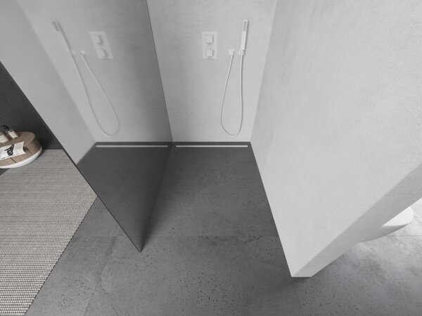 Mexen Kioto L, sprchová zástěna Walk-In 70 x 200 cm, 8mm sklo vzor zrcadlo, bílý profil, 800-070-103-20-50