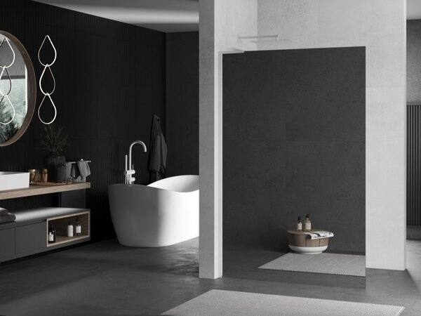 Mexen Kioto L, sprchová zástěna Walk-In 70 x 200 cm, 8mm sklo vzor zrcadlo, bílý profil, 800-070-103-20-50
