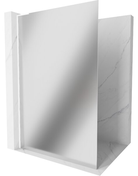 Mexen Kioto L, sprchová zástěna Walk-In 70 x 200 cm, 8mm sklo vzor zrcadlo, bílý profil, 800-070-103-20-50