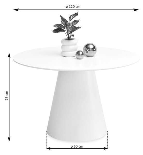 Kulatý jídelní stůl 120 cm DONIS - šedý mramor / šedý