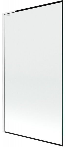 Mexen Next L, 1-křídlová vanová zástěna 100 x 150 cm, 6mm čiré sklo-černý vzor, ​​bílý profil, 895-100-000-03-70-20
