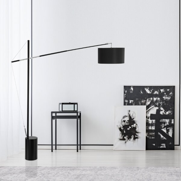 Černá kovová stojací lampa Nova Luce Traccia 165 cm