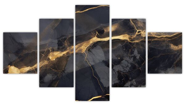 Obraz - Černo - zlatý dekor (125x70 cm)