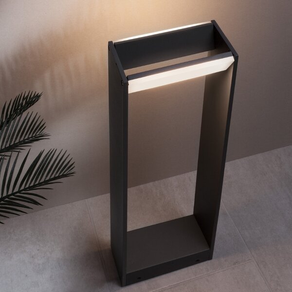Tmavě šedé kovové venkovní sloupkové LED světlo Nova Luce Twin 60 cm