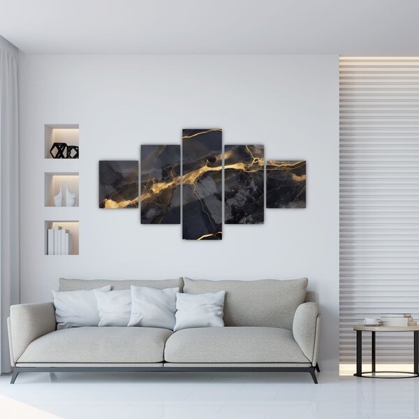 Obraz - Černo - zlatý dekor (125x70 cm)