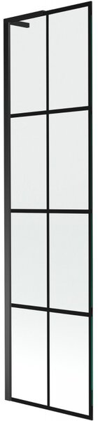 Mexen Next L, 1-křídlová vanová zástěna 50 x 150 cm, 6mm čiré sklo-černý vzor, ​​černý profil, 895-050-000-03-77-70