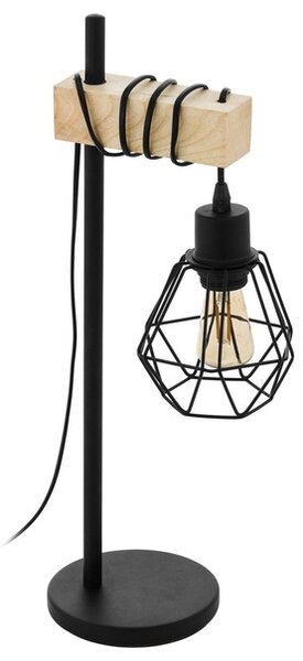 Stolní lampa TOWNSHEND 5 černý kov/světlé dřevo
