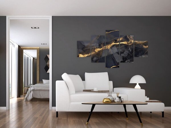 Obraz - Černo - zlatý dekor (125x70 cm)