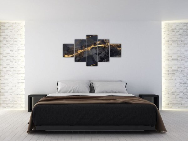 Obraz - Černo - zlatý dekor (125x70 cm)