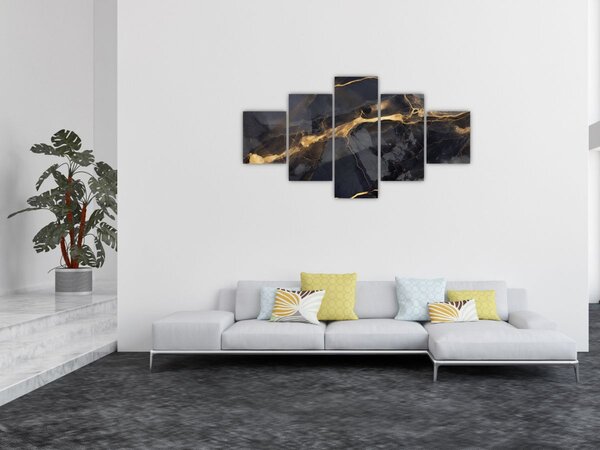 Obraz - Černo - zlatý dekor (125x70 cm)