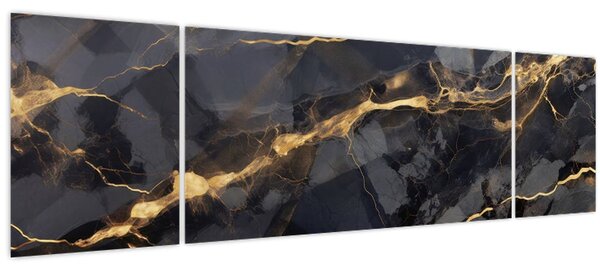 Obraz - Černo - zlatý dekor (170x50 cm)