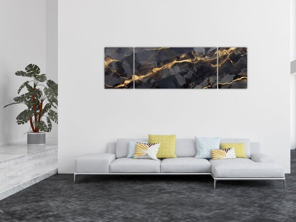 Obraz - Černo - zlatý dekor (170x50 cm)
