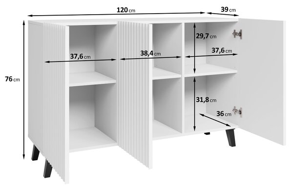 ŠIROKÁ KOMODA, černá, 120/78/39 cm Livetastic - Online Only komody, Online Only